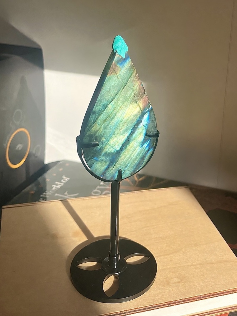 Teardrop Labradorite Crystal Decorative Accent - Blue-Green